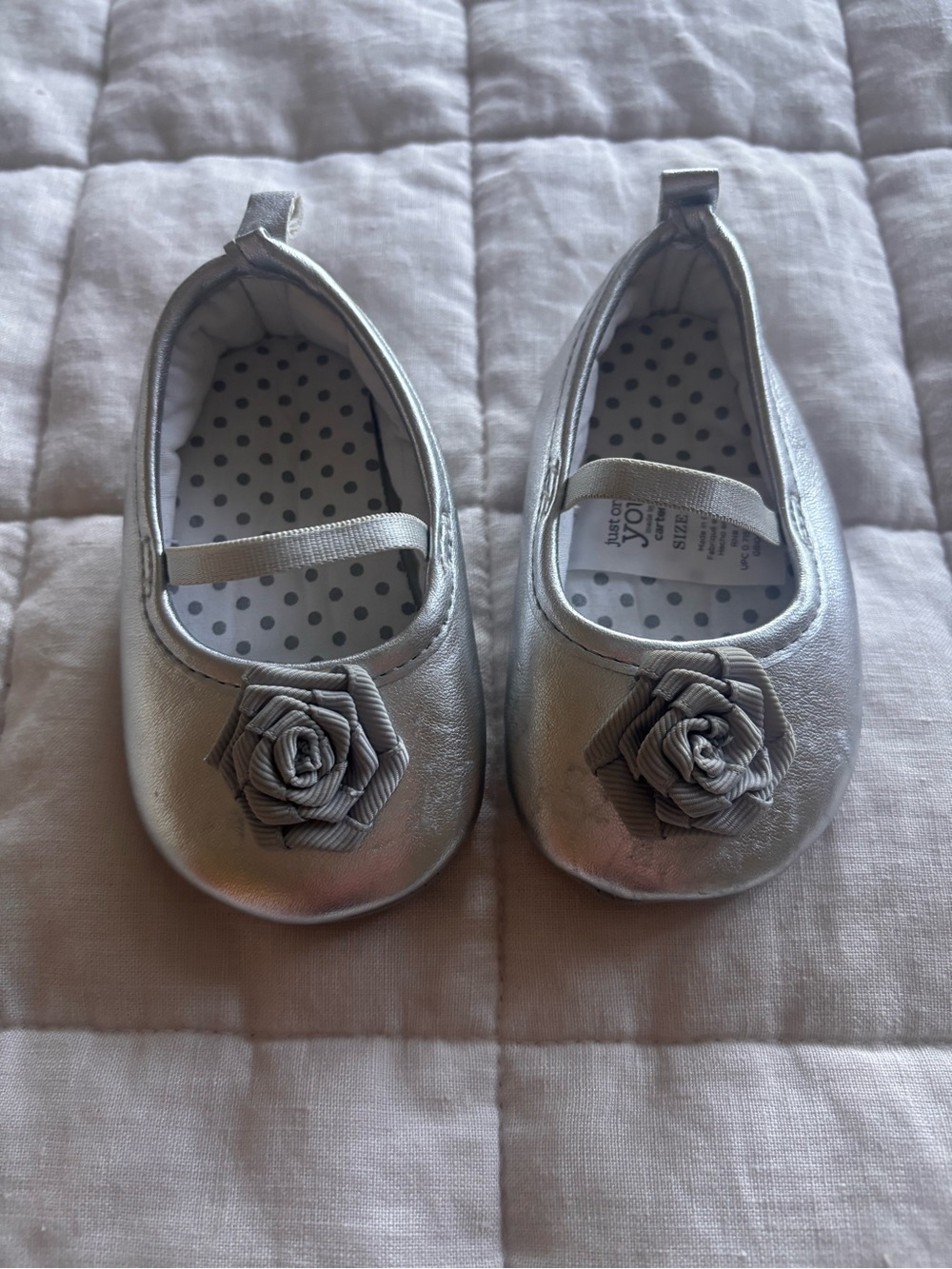 Baby Girls' Silver Flower Mary Jane Flats